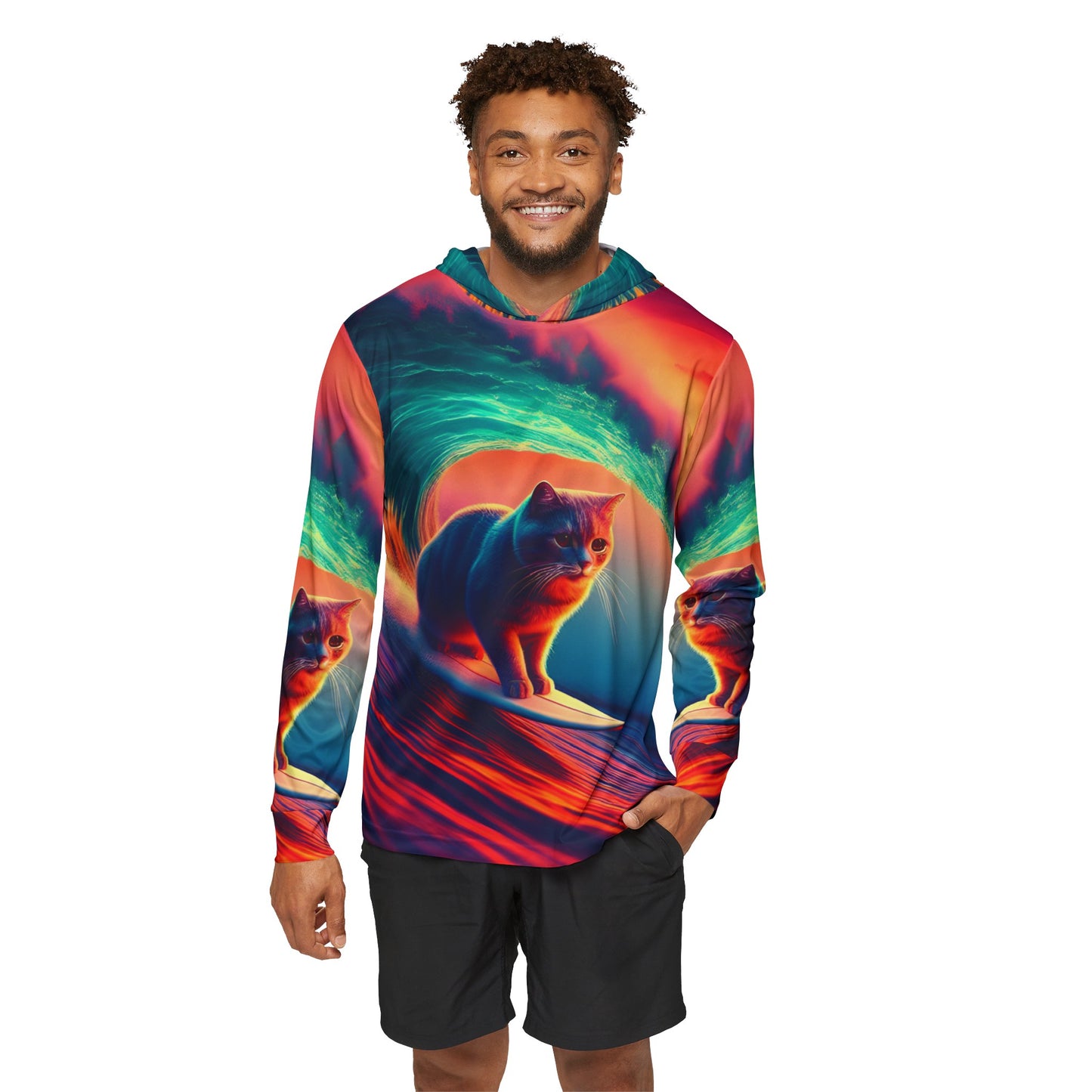 California Surfing Cat Unisex Lightweight Hoodie