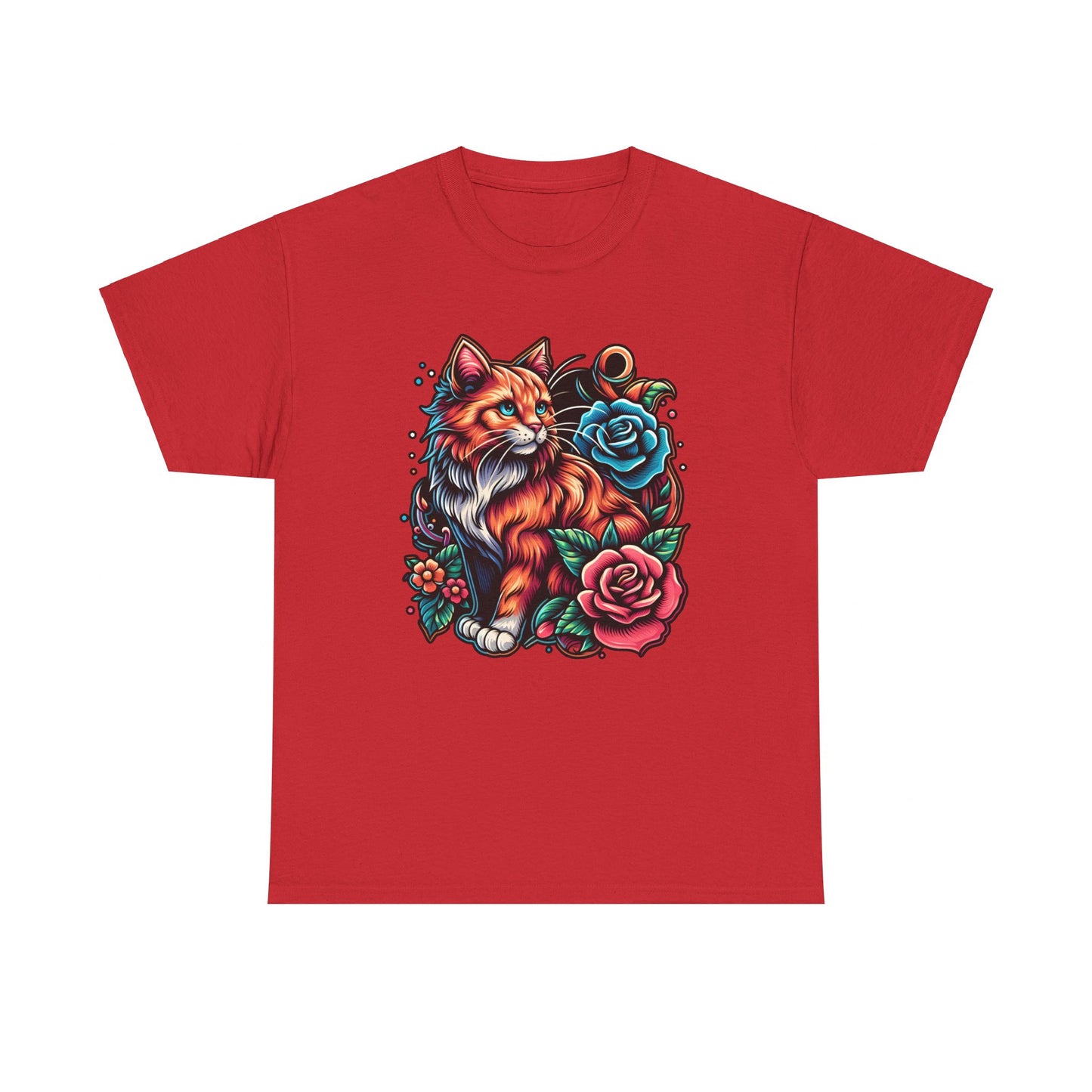 Tattoo Cat and Roses T-Shirt