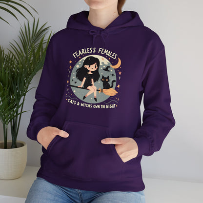 Fearless Females: Cats & Witches Own the Night Gender-Neutral Hoodie