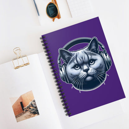 Headphones Cat Spiral Notebook