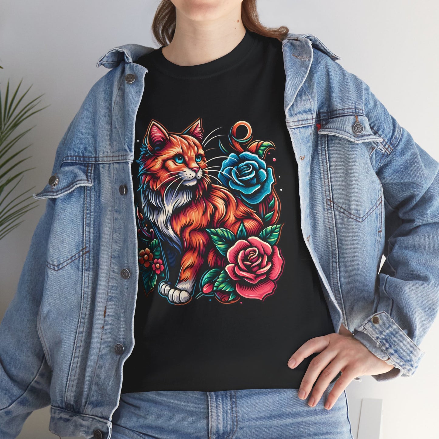 Tattoo Cat and Roses T-Shirt