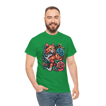 Tattoo Cat and Roses T-Shirt