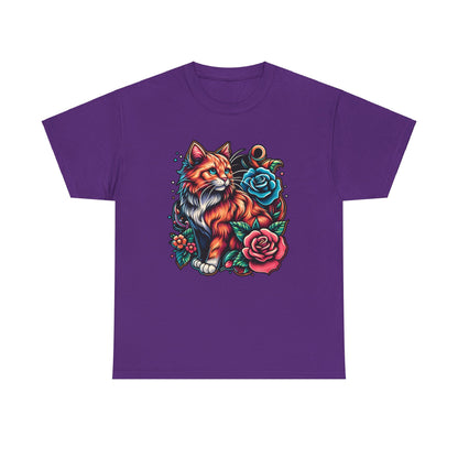 Tattoo Cat and Roses T-Shirt