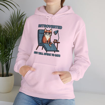 Introverted, But Will Talk to Cats Gender-Neutral Hoodie