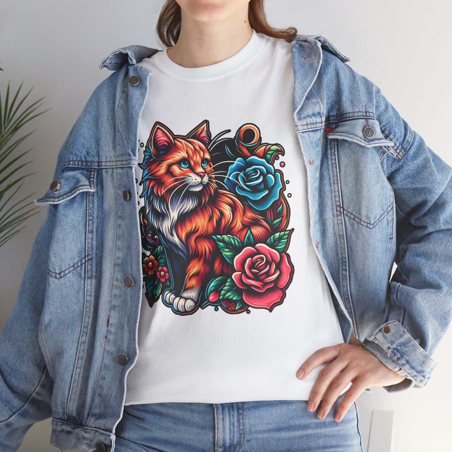 Tattoo Cat and Roses T-Shirt