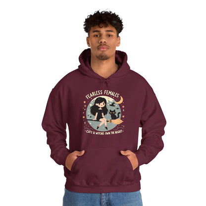 Fearless Females: Cats & Witches Own the Night Gender-Neutral Hoodie