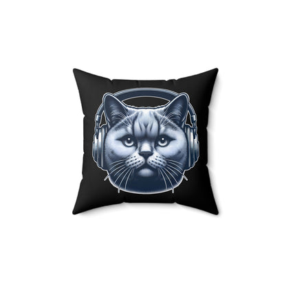 Headphones Cat Square Pillow