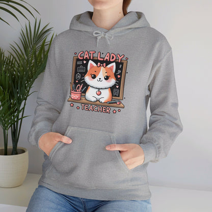 Cat Lady Teacher Gender-Neutral Hoodie