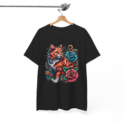 Tattoo Cat and Roses T-Shirt