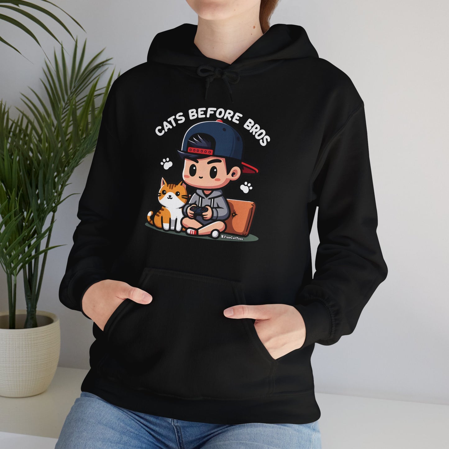 Cats Before Bros Gender-Neutral Hoodie