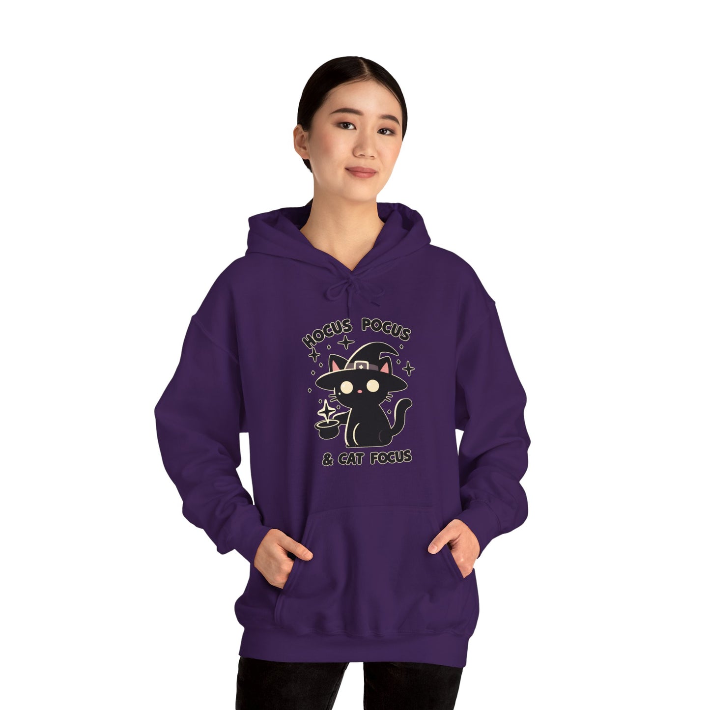 Hocus Pocus and Cat Focus Gender-Neutral Hoodie