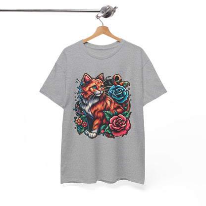 Tattoo Cat and Roses T-Shirt