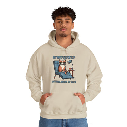 Introverted, But Will Talk to Cats Gender-Neutral Hoodie