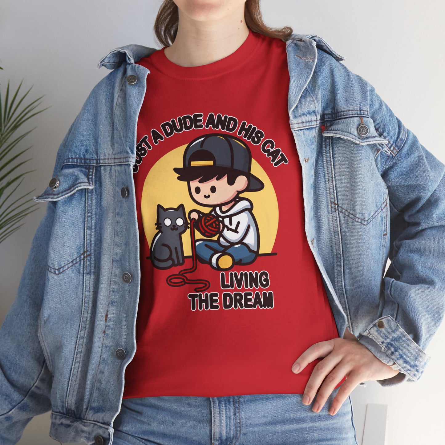 Just a Dude and his Cat Living the Dream T-Shirt