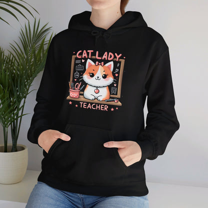Cat Lady Teacher Gender-Neutral Hoodie