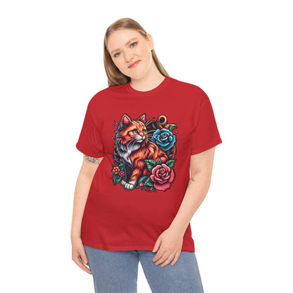 Tattoo Cat and Roses T-Shirt