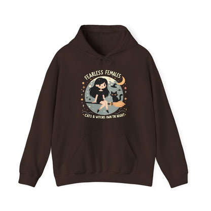 Fearless Females: Cats & Witches Own the Night Gender-Neutral Hoodie