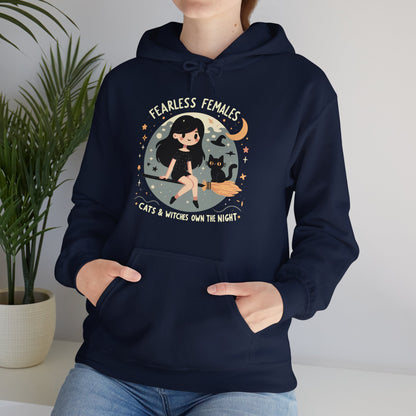 Fearless Females: Cats & Witches Own the Night Gender-Neutral Hoodie