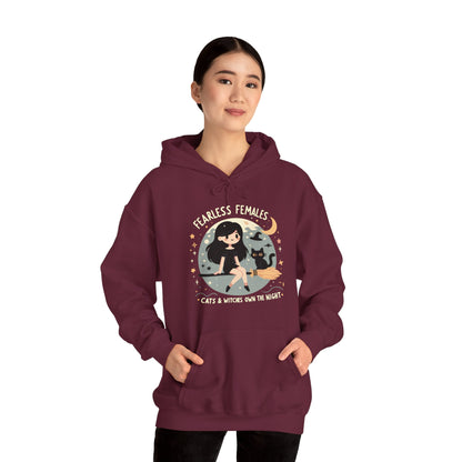 Fearless Females: Cats & Witches Own the Night Gender-Neutral Hoodie