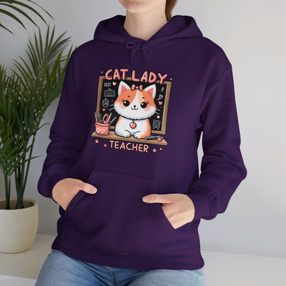 Cat Lady Teacher Gender-Neutral Hoodie