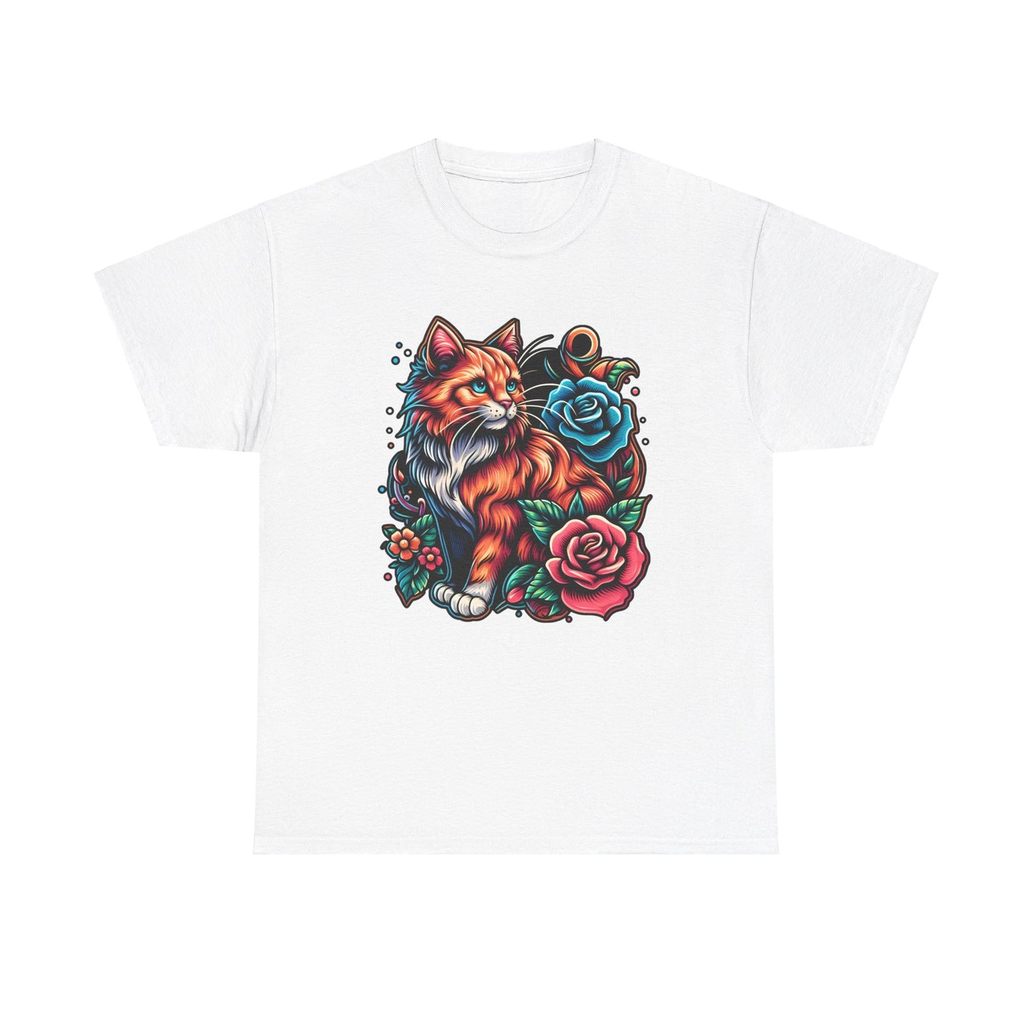 Tattoo Cat and Roses T-Shirt