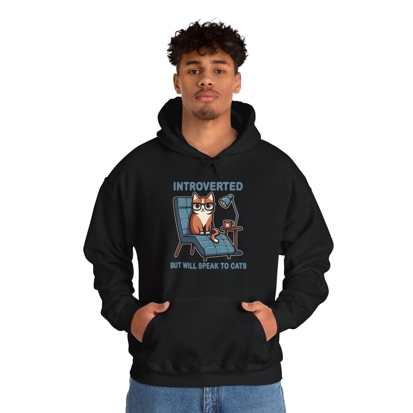 Introverted, But Will Talk to Cats Gender-Neutral Hoodie