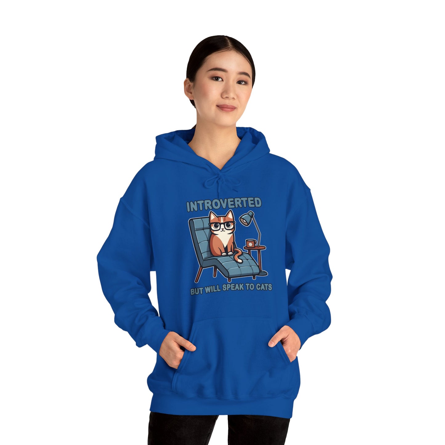 Introverted, But Will Talk to Cats Gender-Neutral Hoodie