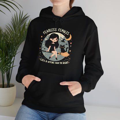 Fearless Females: Cats & Witches Own the Night Gender-Neutral Hoodie