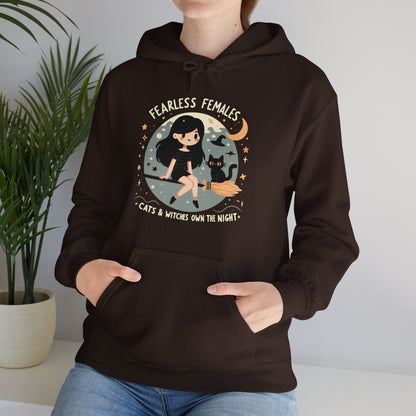 Fearless Females: Cats & Witches Own the Night Gender-Neutral Hoodie