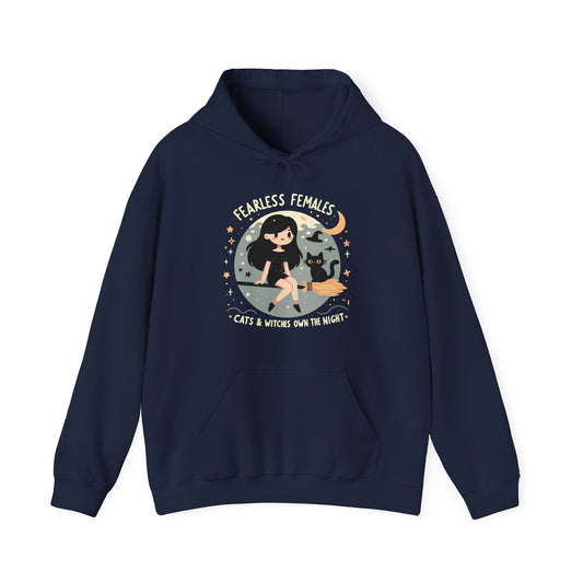 Fearless Females: Cats & Witches Own the Night Gender-Neutral Hoodie