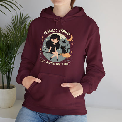 Fearless Females: Cats & Witches Own the Night Gender-Neutral Hoodie