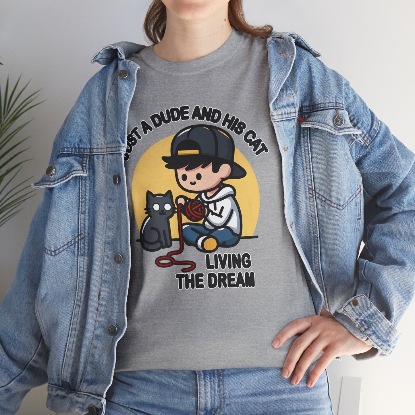 Just a Dude and his Cat Living the Dream T-Shirt