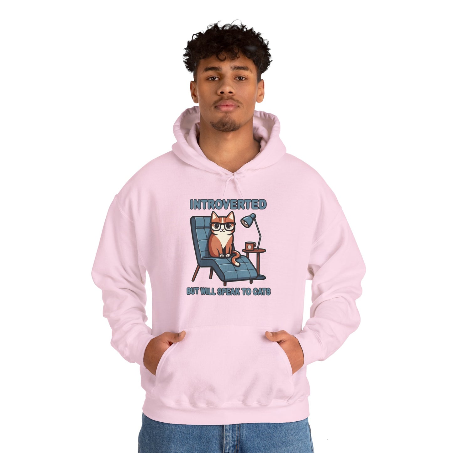 Introverted, But Will Talk to Cats Gender-Neutral Hoodie