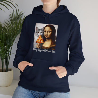 Eating Pizza with Mona Lisa Hoodie