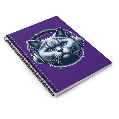 Headphones Cat Spiral Notebook