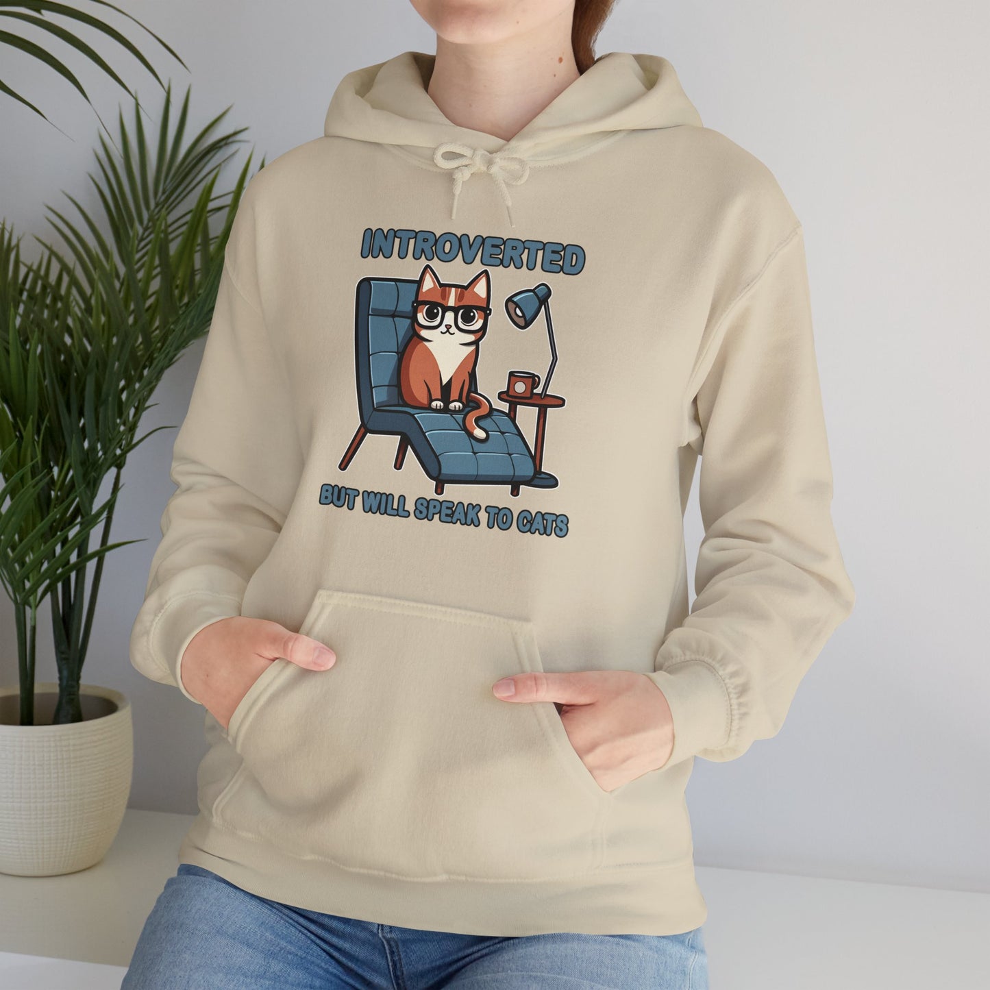 Introverted, But Will Talk to Cats Gender-Neutral Hoodie