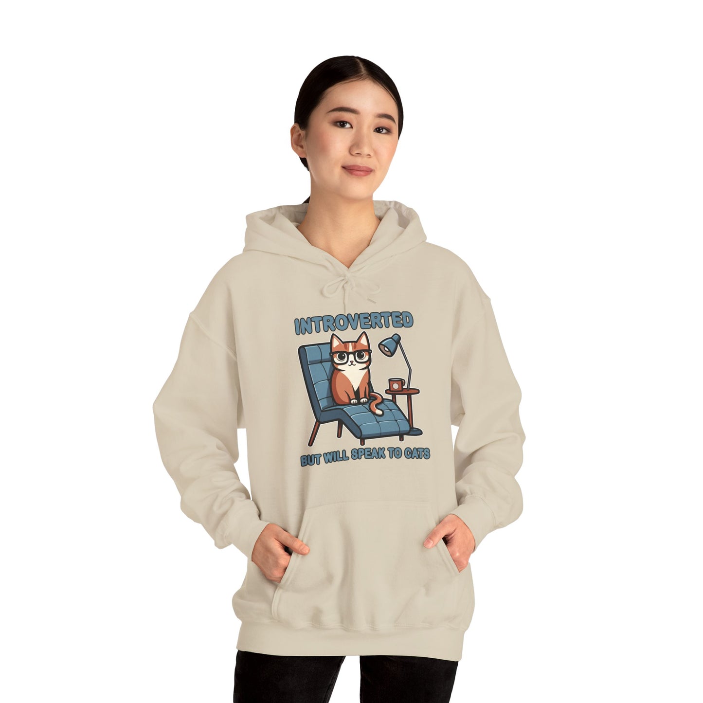 Introverted, But Will Talk to Cats Gender-Neutral Hoodie