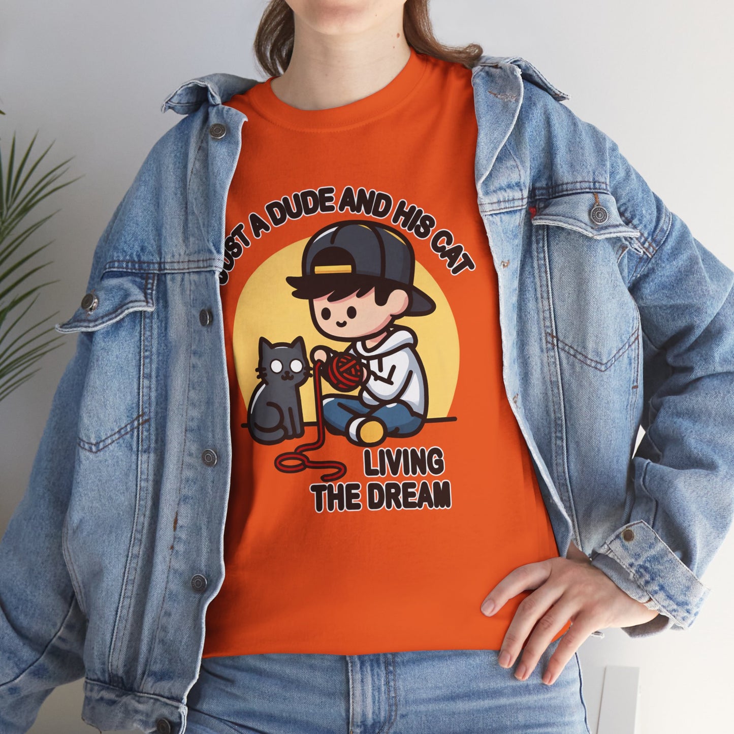 Just a Dude and his Cat Living the Dream T-Shirt