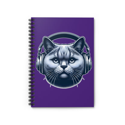 Headphones Cat Spiral Notebook