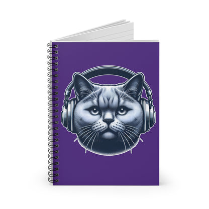 Headphones Cat Spiral Notebook