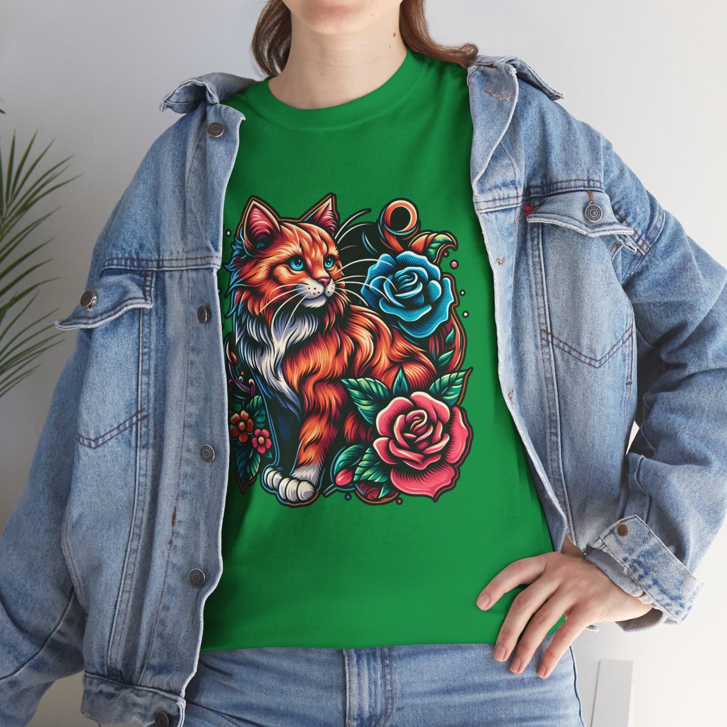 Tattoo Cat and Roses T-Shirt