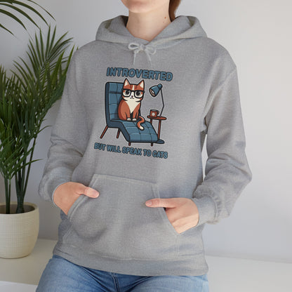 Introverted, But Will Talk to Cats Gender-Neutral Hoodie