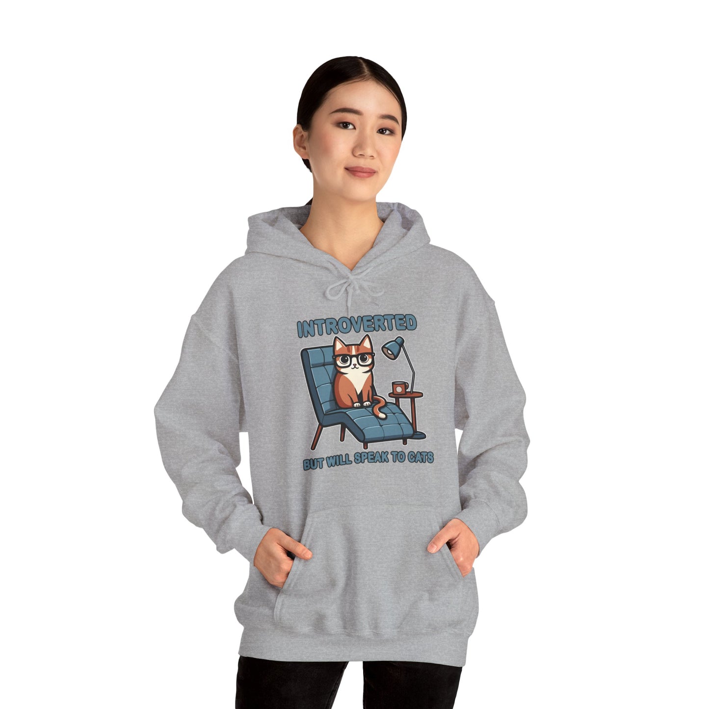 Introverted, But Will Talk to Cats Gender-Neutral Hoodie