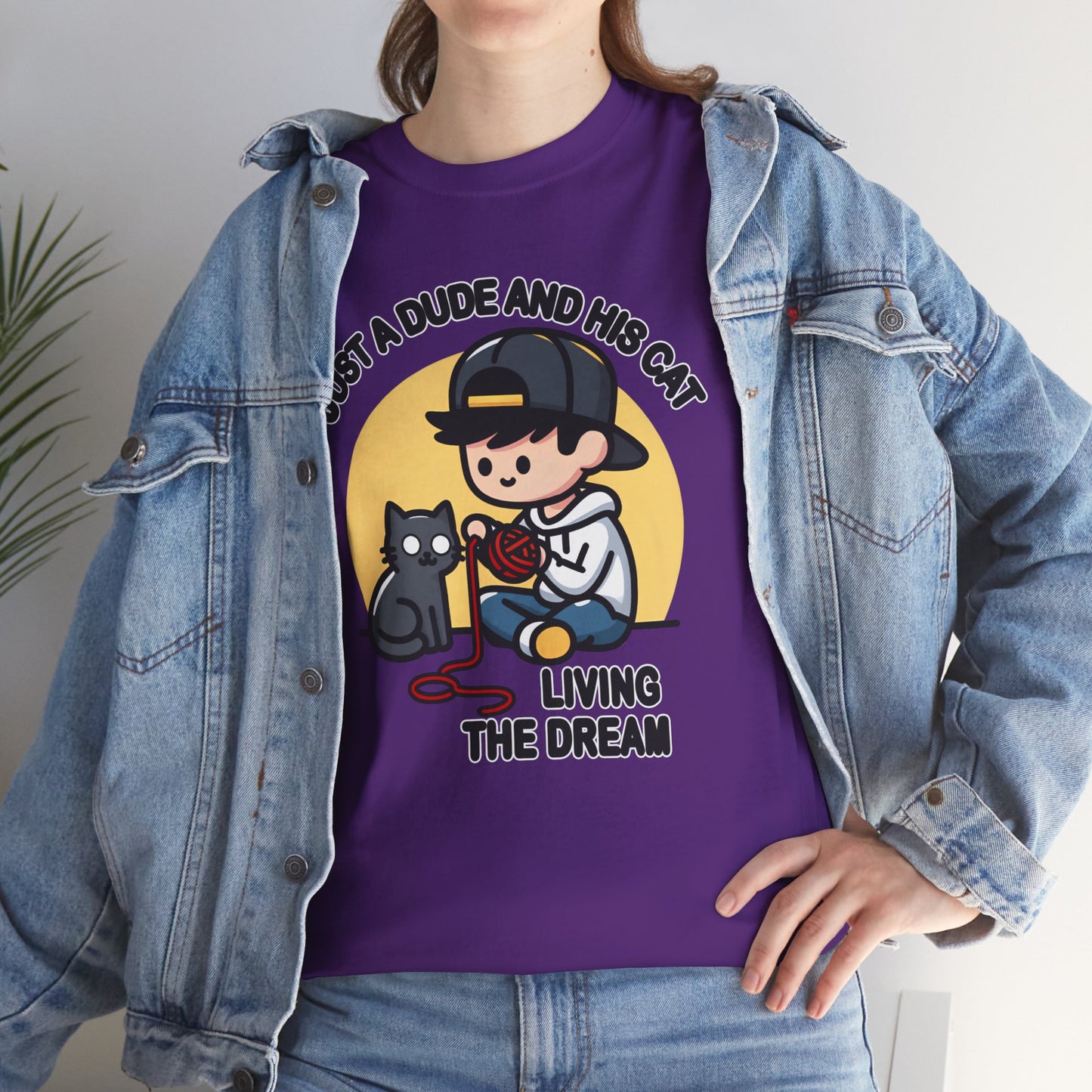 Just a Dude and his Cat Living the Dream T-Shirt