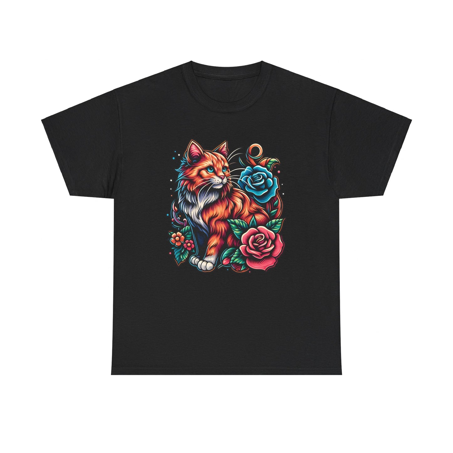 Tattoo Cat and Roses T-Shirt