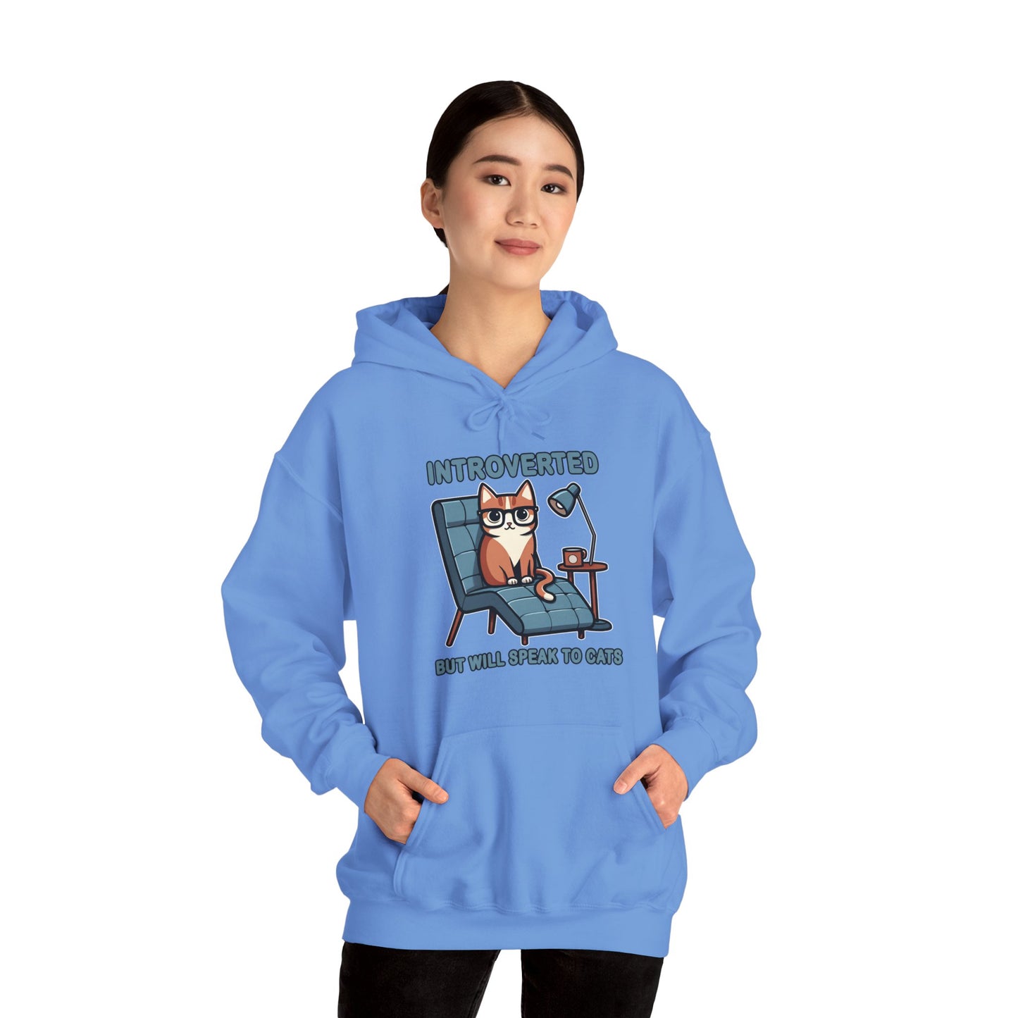 Introverted, But Will Talk to Cats Gender-Neutral Hoodie