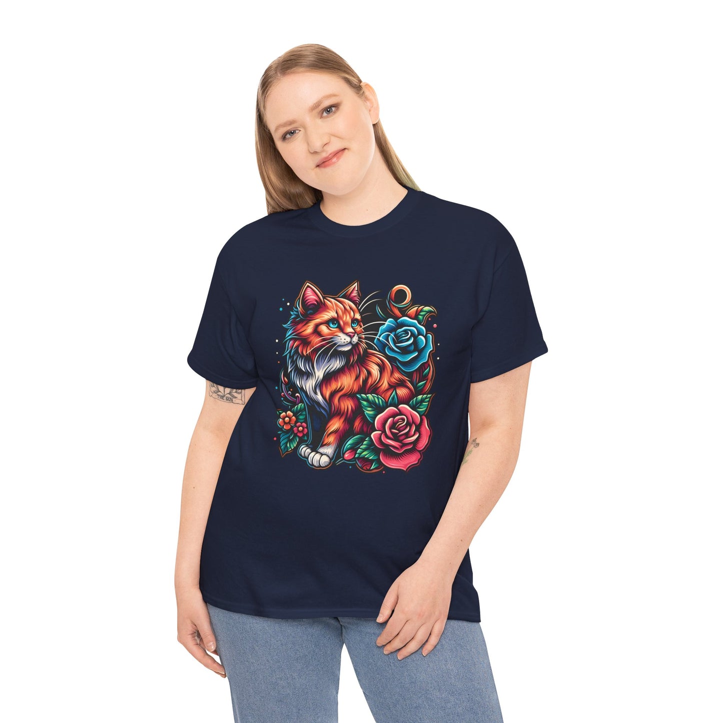 Tattoo Cat and Roses T-Shirt