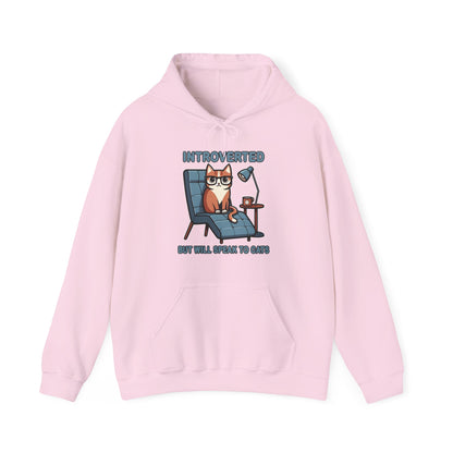 Introverted, But Will Talk to Cats Gender-Neutral Hoodie