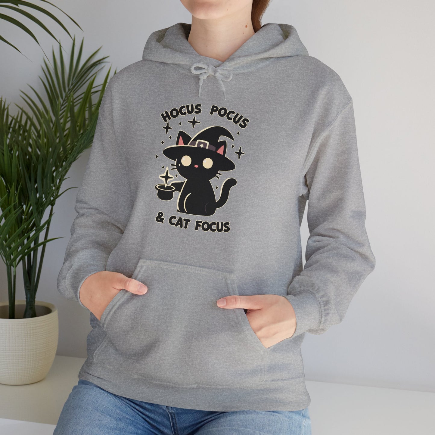 Hocus Pocus and Cat Focus Gender-Neutral Hoodie