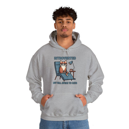 Introverted, But Will Talk to Cats Gender-Neutral Hoodie